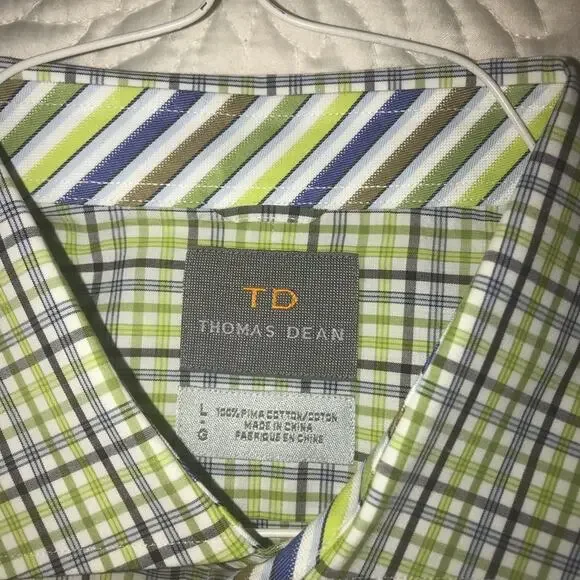 THOMAS DEAN Button Down Short Sleeve Shirt Large - Picture 3 of 5